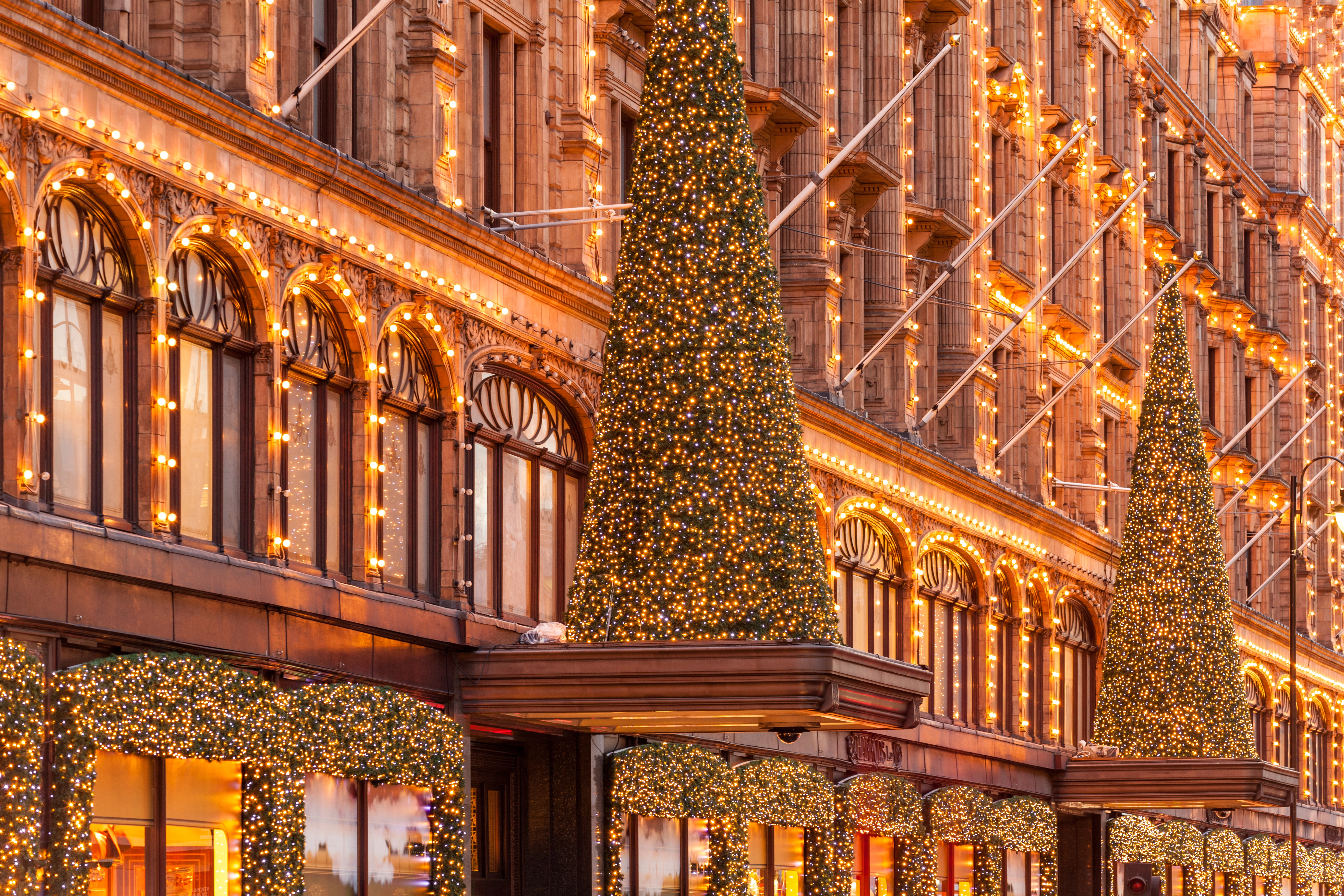 Harrods illuminé à Noël, Londres